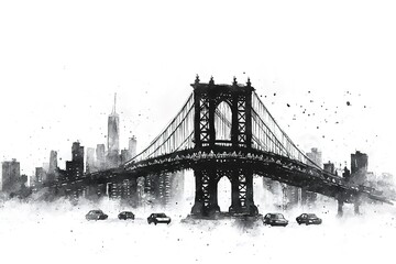 Obraz premium Manhattan Bridge in New York City United States America Famous suspension bridge in NYC USA, it connects Manhattan and Brooklyn by spanning the East River for travel. Image with vintage filter effect 