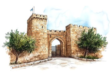 Obraz premium Bahrain National Castle Draw 