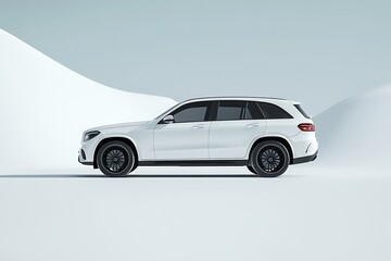Obraz premium realistic 3d illustration white car with gradients and perspective side view