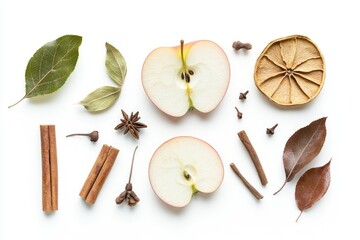 Image of anise leaves and spices on a wooden surface