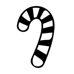 Candy cane doodle vector icon.