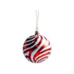 Red christmas ball with bow ribbon on transparent background. Christmas tree decorations. Christmas ball png. New Year