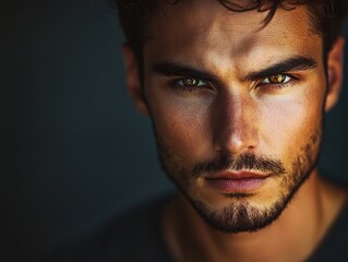 Obraz premium Captivating Portrayal of a Mysterious and Enigmatic Masculine Presence