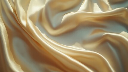 Obraz premium Elegant Golden Silk Fabric Flowing Smoothly in Soft Light