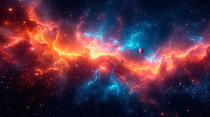 Space background with stardust and shining stars. Realistic cosmos and color nebula. Colorful galaxy