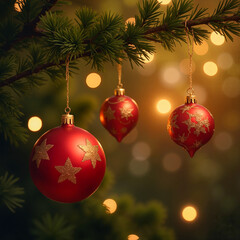 Beautiful background for a New Year's card with fir branches and gifts in a package, Al Generation	
