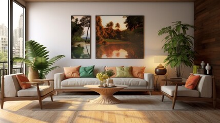 Modern Living Room Interior Design with Natural Elements