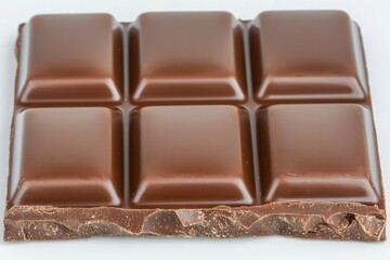 Obraz premium A chocolate bar with six square pieces, showcasing a smooth, glossy surface.