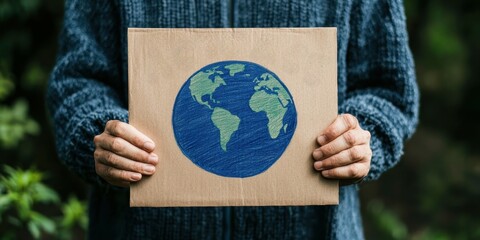 A person holding a handmade globe representing environmental awareness and care.