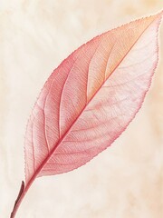 Explore the beauty of nature with a stunning close-up of a delicate pink leaf