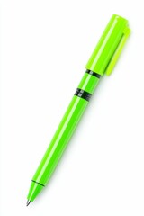 Lime green pen on white background.