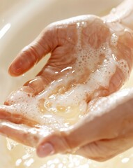 Fototapeta premium Discover how to achieve soft and clean hands with nourishing soap techniques for daily care
