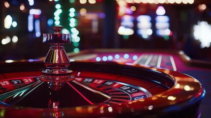 Obraz premium A red roulette wheel with a silver top