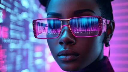 A futuristic virtual influencer promoting products in a digital collaboration for a cutting-edge social media campaign.