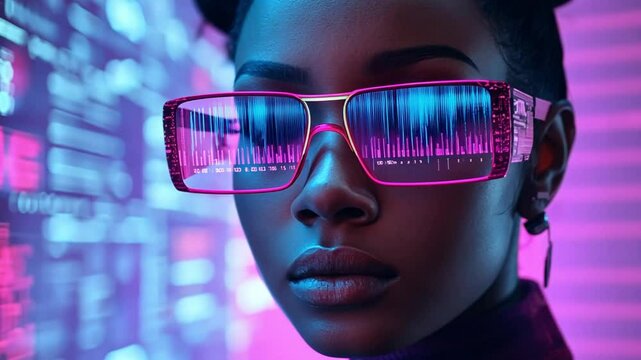 A futuristic virtual influencer promoting products in a digital collaboration for a cutting-edge social media campaign.