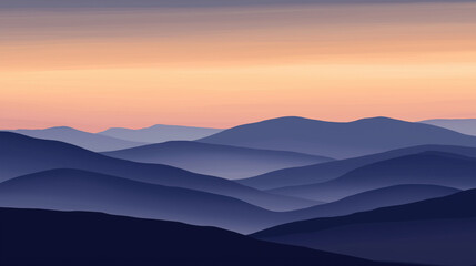 Mountain ridge at dawn with layers of hills fading into the distance