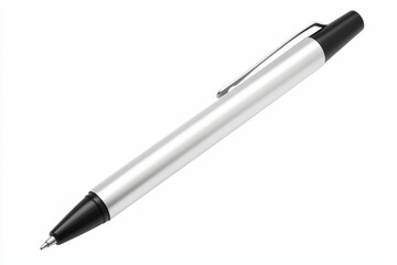 Silver pen isolated on white background.