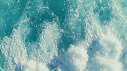 Fototapeta premium Ocean Waves Overhead View with Turquoise Water
