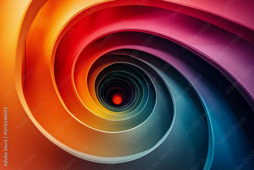 Poster colorful spiral pattern creating a sensation of depth and movement