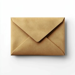 Closed brown envelope on white background.