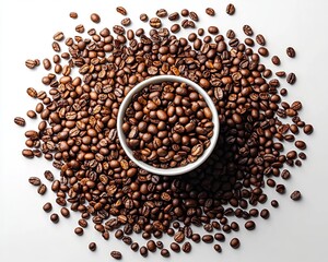 Naklejka premium Isolated Coffee Beans on White Background