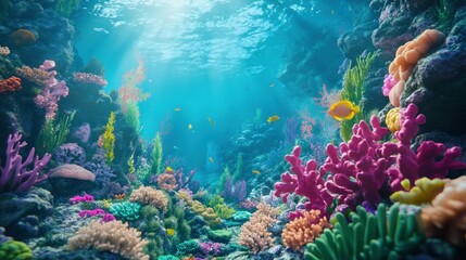 Fototapeta premium Vibrant Underwater Coral Reef Scene