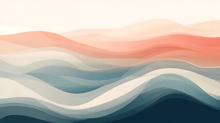 Fototapeta premium Abstract Landscape with Layered Pastel Waves