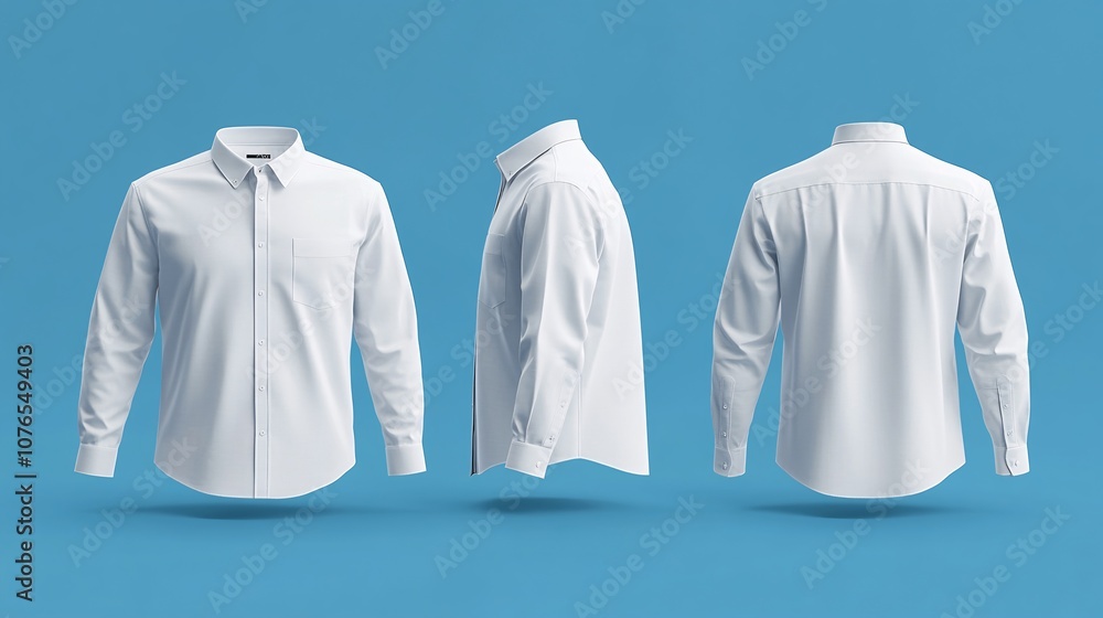 Fototapete blank long sleeve collared shirt mockup front and back views plain tshirt design presentation for pr