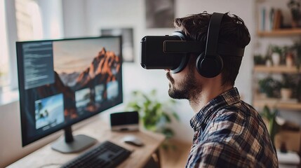 minimalist design studio with VR creative tools