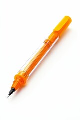 Orange pen on white background.