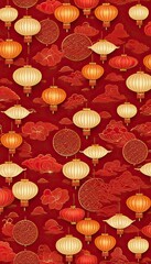 Red vertical background with lantern design for Chinese New Year.Envelope for chinese new year celebrations and festive occasions. 2025 year of the snake chinese new year. 3d render 