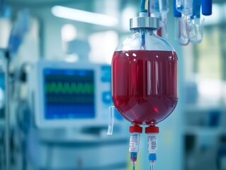 Blood Donation Bag Close-Up in Medical Setting