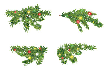 Pine tree branch, christmas frame, corner , border