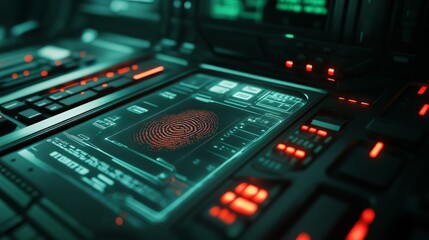 Obraz premium Fingerprint, Computer, Technology, Cyber Security, Lock, Safe