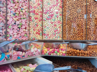 Colorful Assortment of Candies in a Self-Service Candy Display
