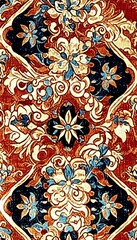 Traditional Thai Floral Pattern, Seamless Texture, Textile, Wallpaper Design, Decorative Ornament