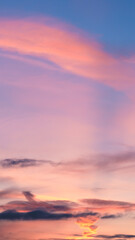 pink clouds at sunset, sunrise, magical, fantasy natural background, celestial landscape