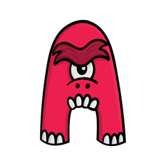 Cute monster letter "A" in cartoon vector style
