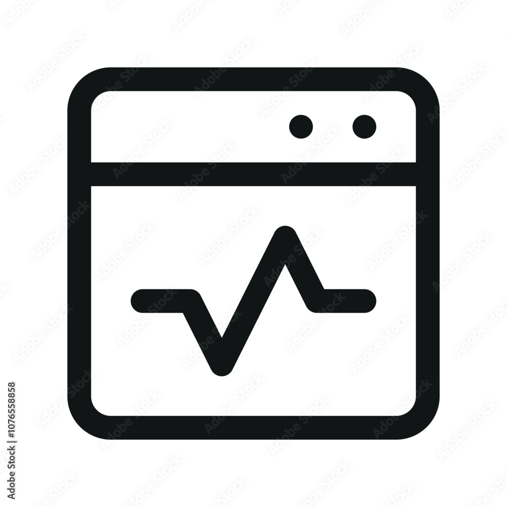 Poster cardiogram software ui icon, heart pulse app simple line user interface vector symbol