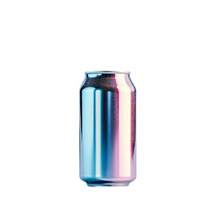 A Stunningly Designed Metallic Can Sparkling With Refreshing Bubbles Under Soft Lighting, Radiating Hues Of Blue And Pink, Creating A Captivating Visual Delight For Beverage Enthusiasts.