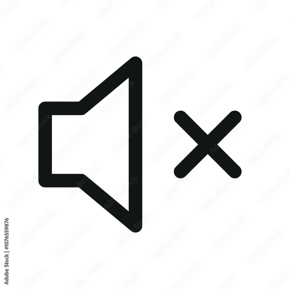 Poster mute ui icon, volume stop simple line user interface vector symbol