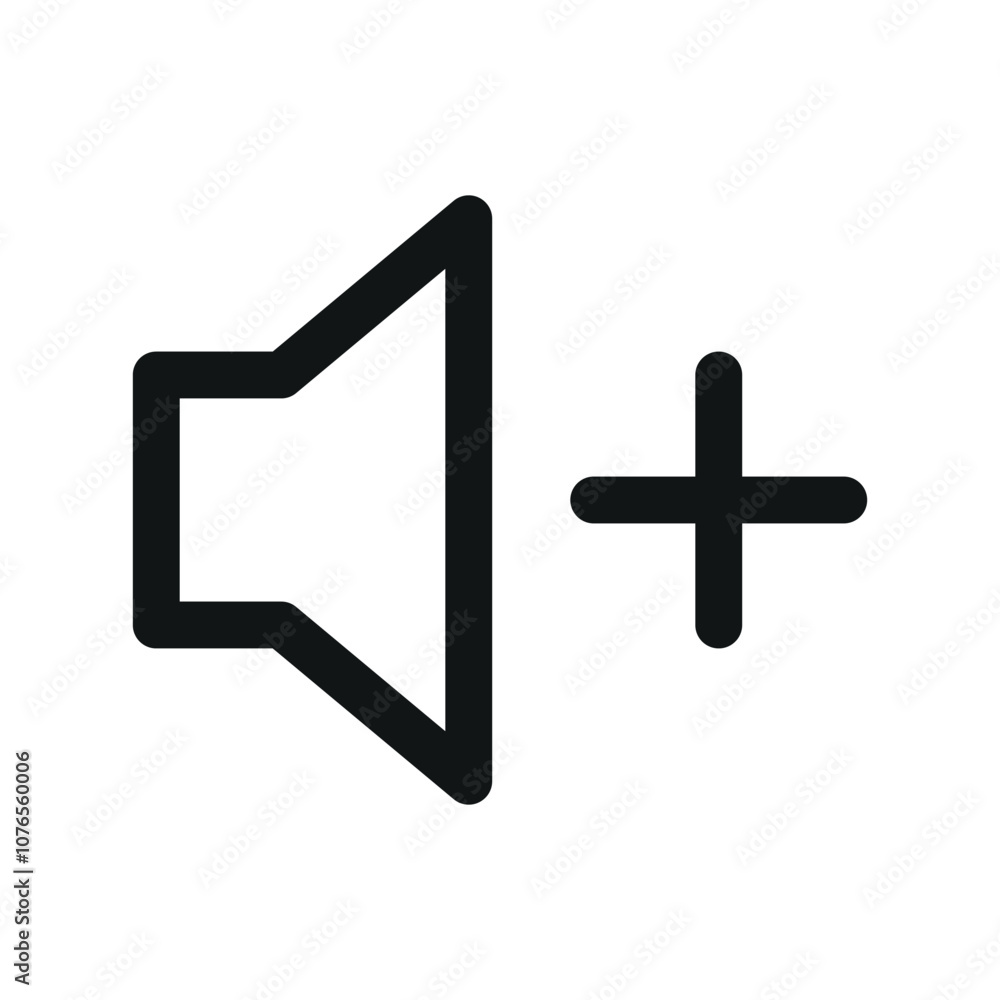Poster volume plus ui icon, volume up simple line user interface vector symbol