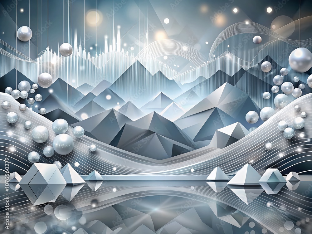Aufkleber tranquil abstract geometric background in grey and white hues for product photography, creating a ca