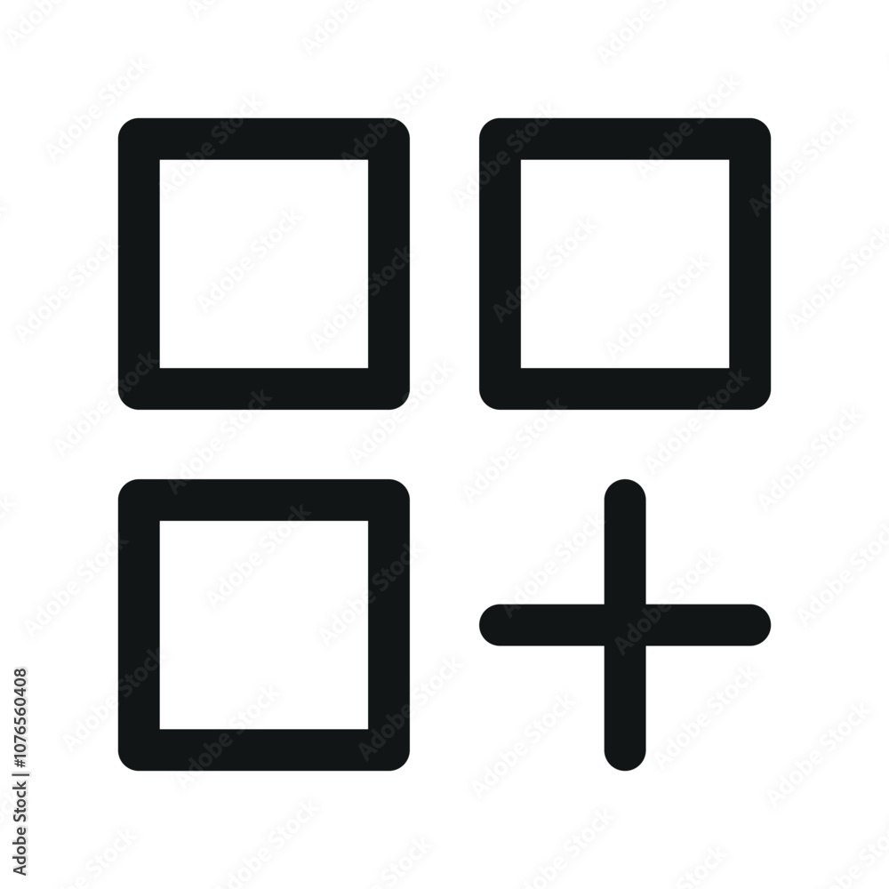 Aufkleber layout grid add ui icon, add object simple line user interface vector symbol
