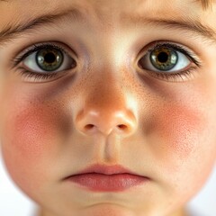 Naklejka premium Close-up portrait of a child with green eyes.