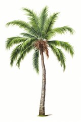 Palm tree drawing plant white background.