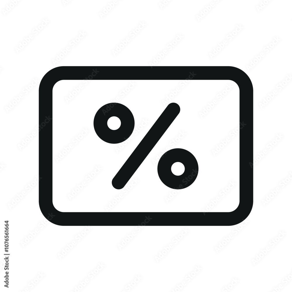 Poster discount card ui icon, percent tag simple line user interface vector symbol