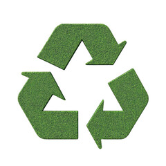 Obraz premium Green recycling symbol made of grass texture