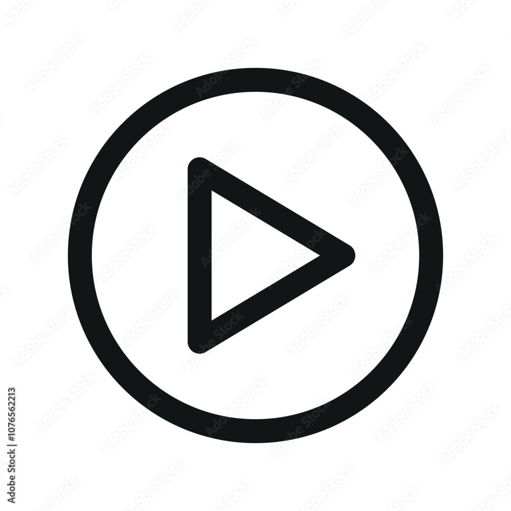 Poster play button ui icon, round play simple line user interface vector symbol