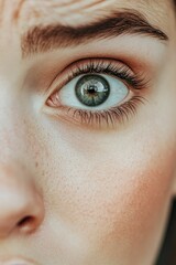 Obraz premium A close-up of a green eye with eyelashes.